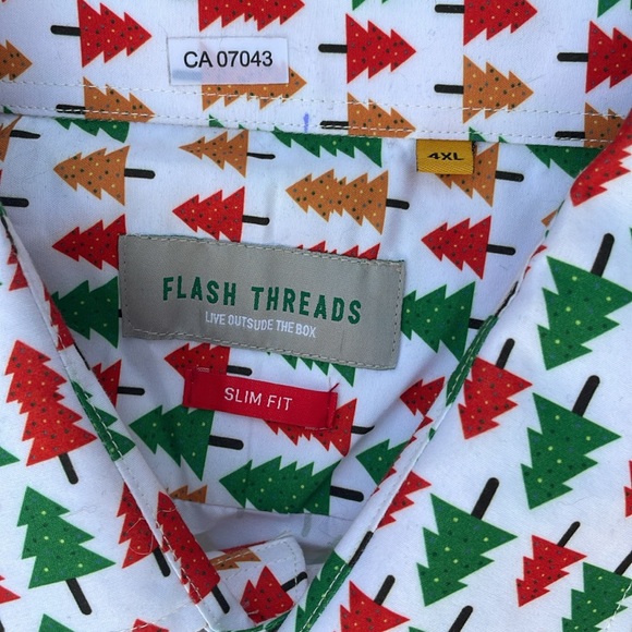 NWOT Flash Threads Holiday Christmas Button Up Shirt - Picture 3 of 8